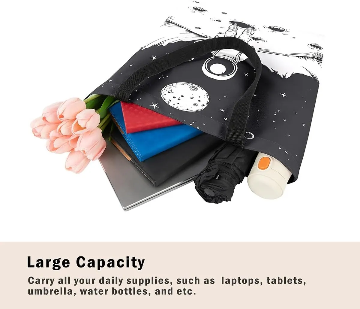 Astronaut Canvas Tote Bag Dream Catcher Feather Tote Bag Eiffel Tower Shopping Grocery Bags