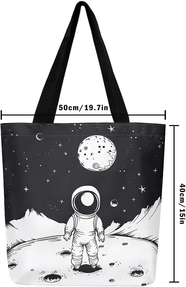 Astronaut Canvas Tote Bag Dream Catcher Feather Tote Bag Eiffel Tower Shopping Grocery Bags
