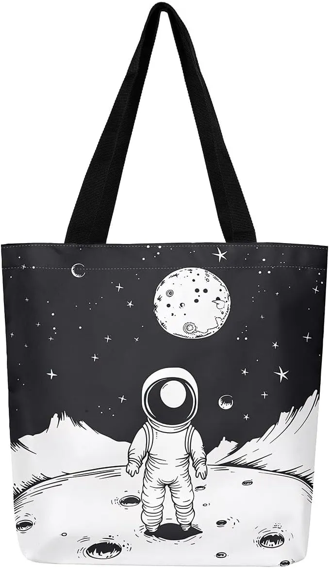 Astronaut Canvas Tote Bag Dream Catcher Feather Tote Bag Eiffel Tower Shopping Grocery Bags