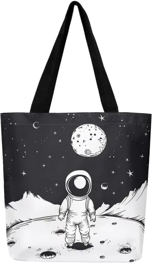 Astronaut Canvas Tote Bag Dream Catcher Feather Tote Bag Eiffel Tower Shopping Grocery Bags