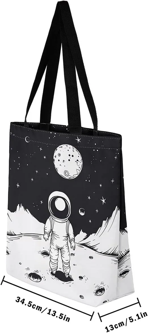 Astronaut Canvas Tote Bag Dream Catcher Feather Tote Bag Eiffel Tower Shopping Grocery Bags