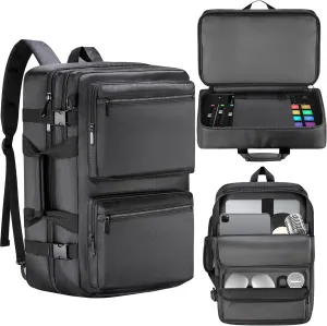 Audio Mixer Bag Compatible with RODECaster Pro/Pro II/Pro Duo, DJ Mixer Case Soft Padded with Multi-pocket, DJ Mixer Backpack with Backpack-Strap/Shoulder Strap/Carrying Handle