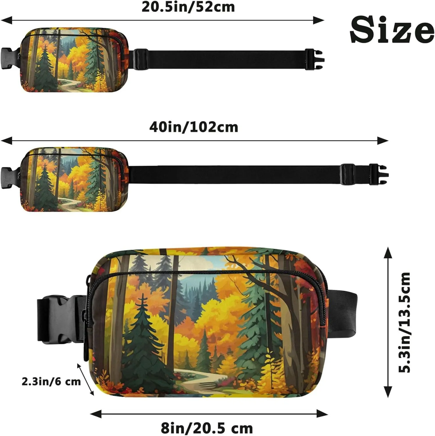Autumn Forest Tree Women Fanny Pack Waterproof Hip Bag Belt Purse Cartoon Travel Waist Pouch