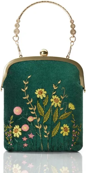 BABEYOND Clutch Purses for Women - Evening Bag Embroidery Sunflower Crossbody Bag Velvet Handbag for Bride Party Prom Wedding