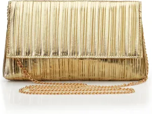 BABEYOND Clutch Purses for Women - Evening Bag Gold Pleated Flap Clutch for Formal Party Cocktail Prom Wedding Handbags