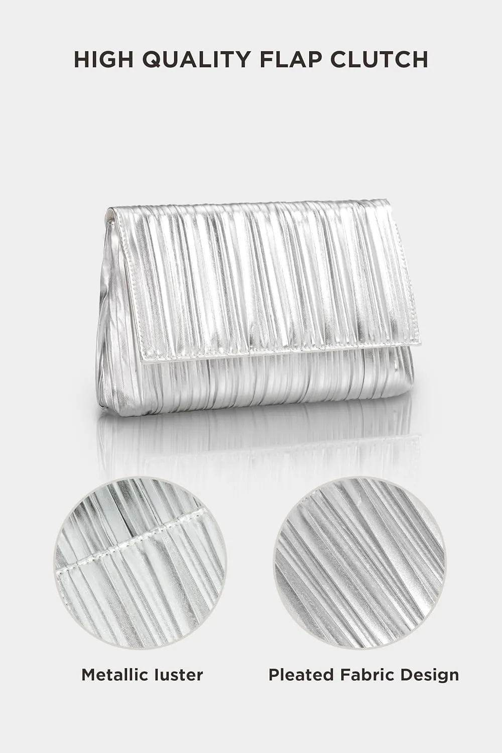BABEYOND Clutch Purses for Women - Evening Bag Pleated Flap Clutch for Formal Party Cocktail Prom Wedding Handbags