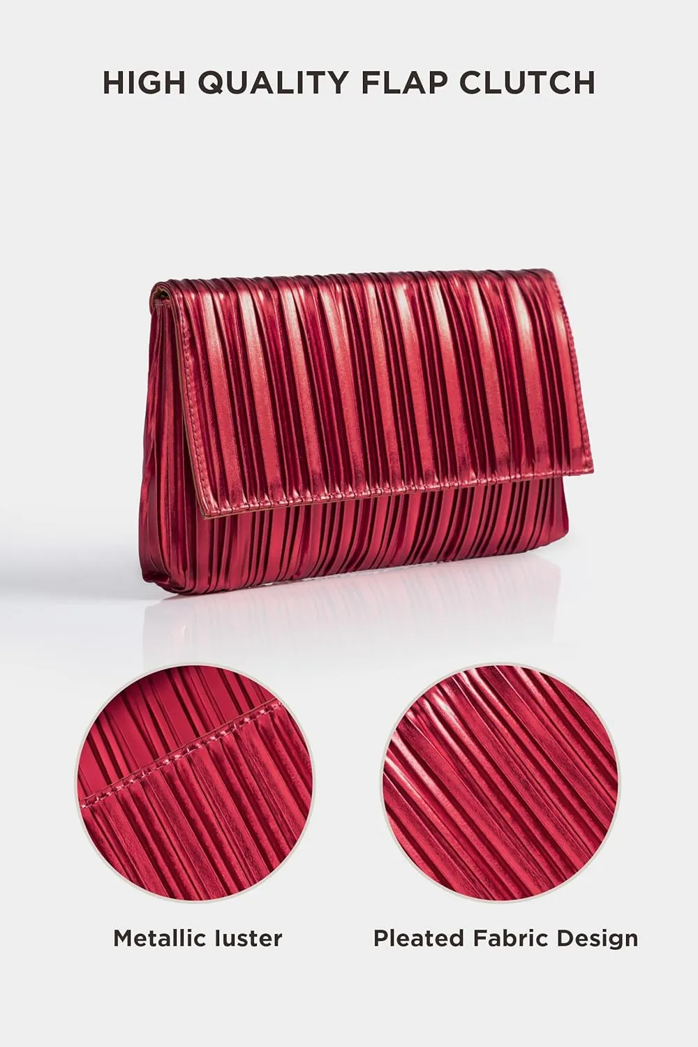 BABEYOND Clutch Purses for Women - Evening Bag Pleated Flap Clutch for Formal Party Cocktail Prom Wedding Handbags