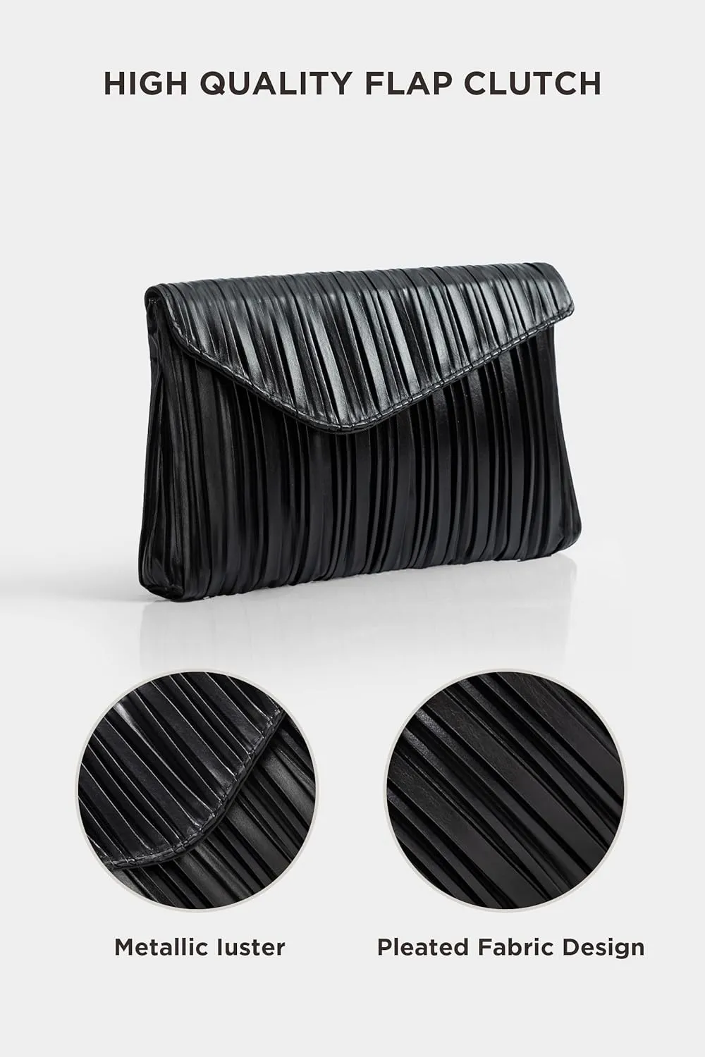 BABEYOND Clutch Purses for Women - Evening Bag Pleated Flap Clutch for Formal Party Cocktail Prom Wedding Handbags