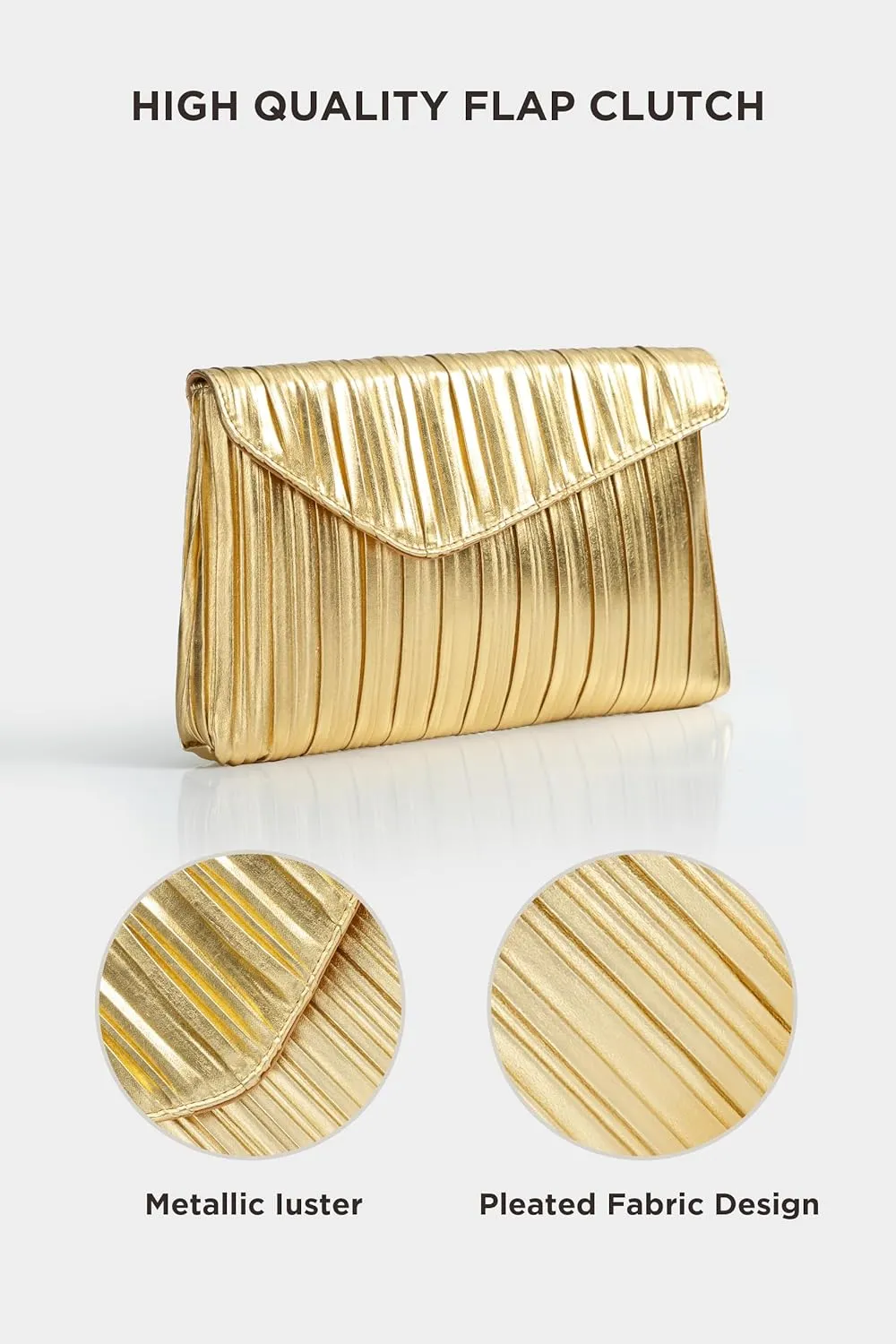 BABEYOND Clutch Purses for Women - Evening Bag Pleated Flap Clutch for Formal Party Cocktail Prom Wedding Handbags