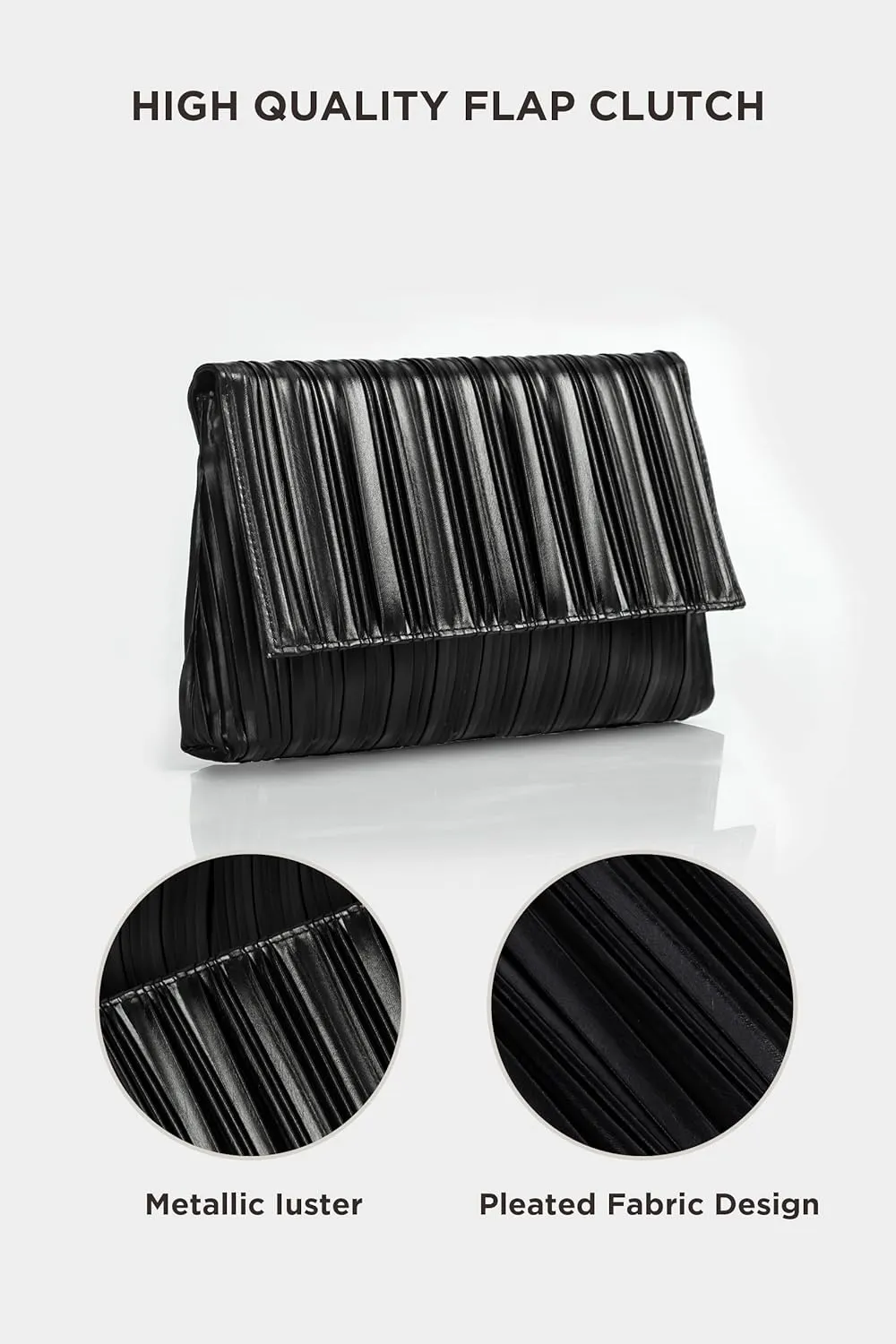 BABEYOND Clutch Purses for Women - Evening Bag Pleated Flap Clutch for Formal Party Cocktail Prom Wedding Handbags