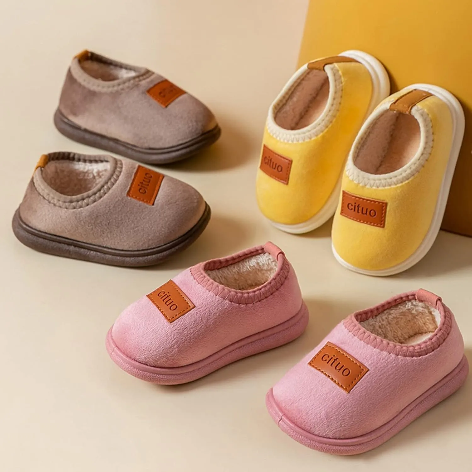Baby Boy Going Home Outfit Childrens Girl Cotton Shoes Solid Color Fashion Soft Sole Winter Warm Indoor Non Slip Cotton Shoes Baby Slipper Sock