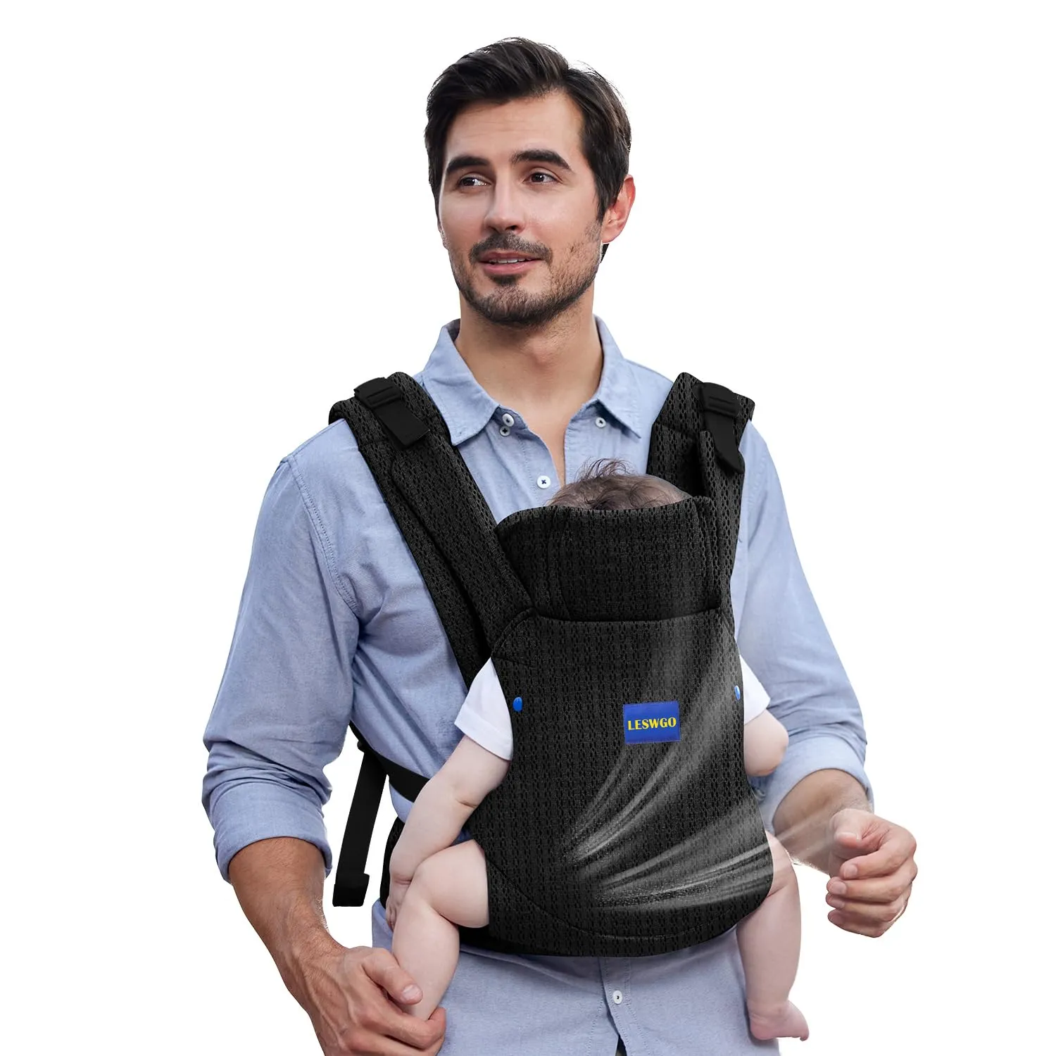 Baby Carrier Newborn to Toddler, Cozy Baby Wrap Carrier(7-44lbs), with Hook&Loop for Easily Adjustable, Soft Fabric,Breathable Black