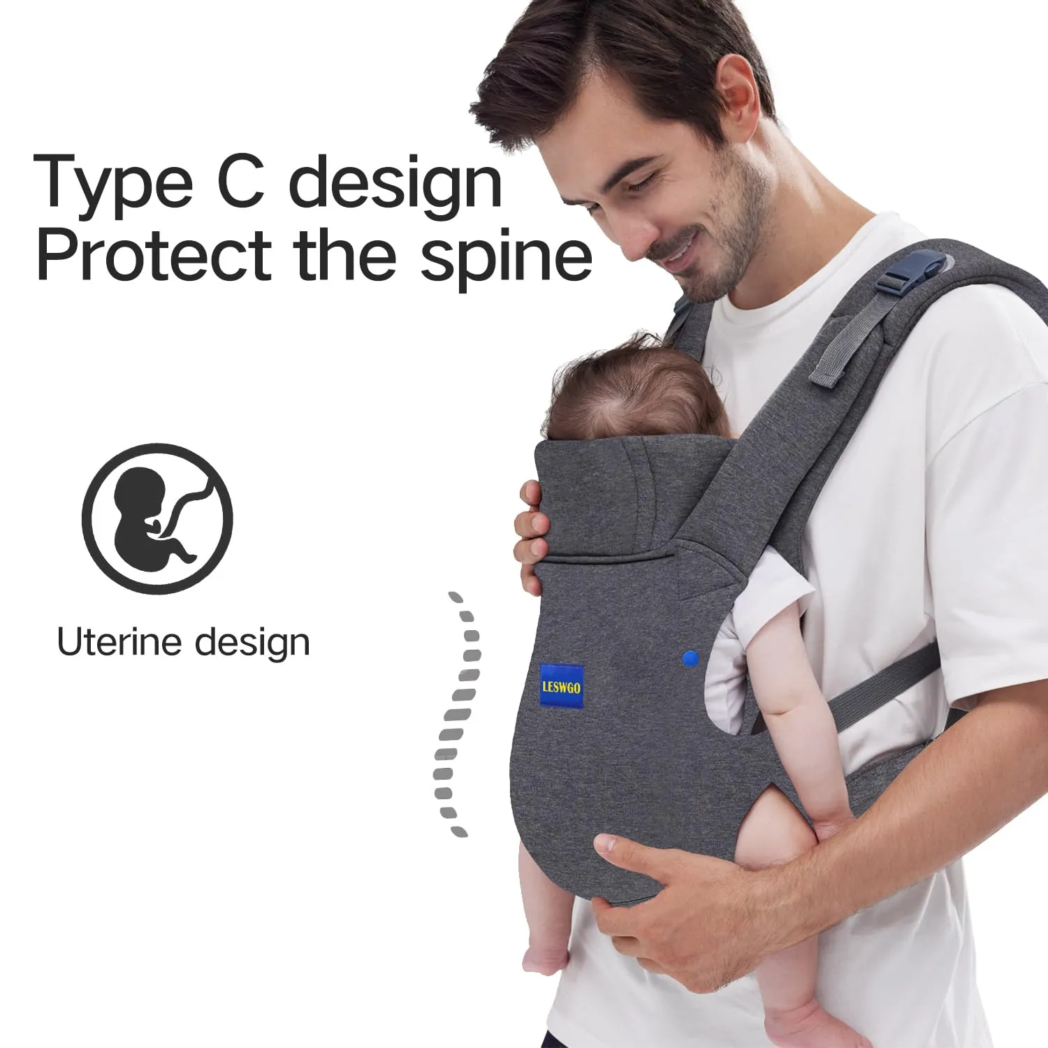 Baby Carrier Newborn to Toddler,Newborn Carrier(7-44lbs), Cozy Baby Wrap Carrier, with Hook&Loop for Easily Adjustable, Soft Fabric,Breathable Grey