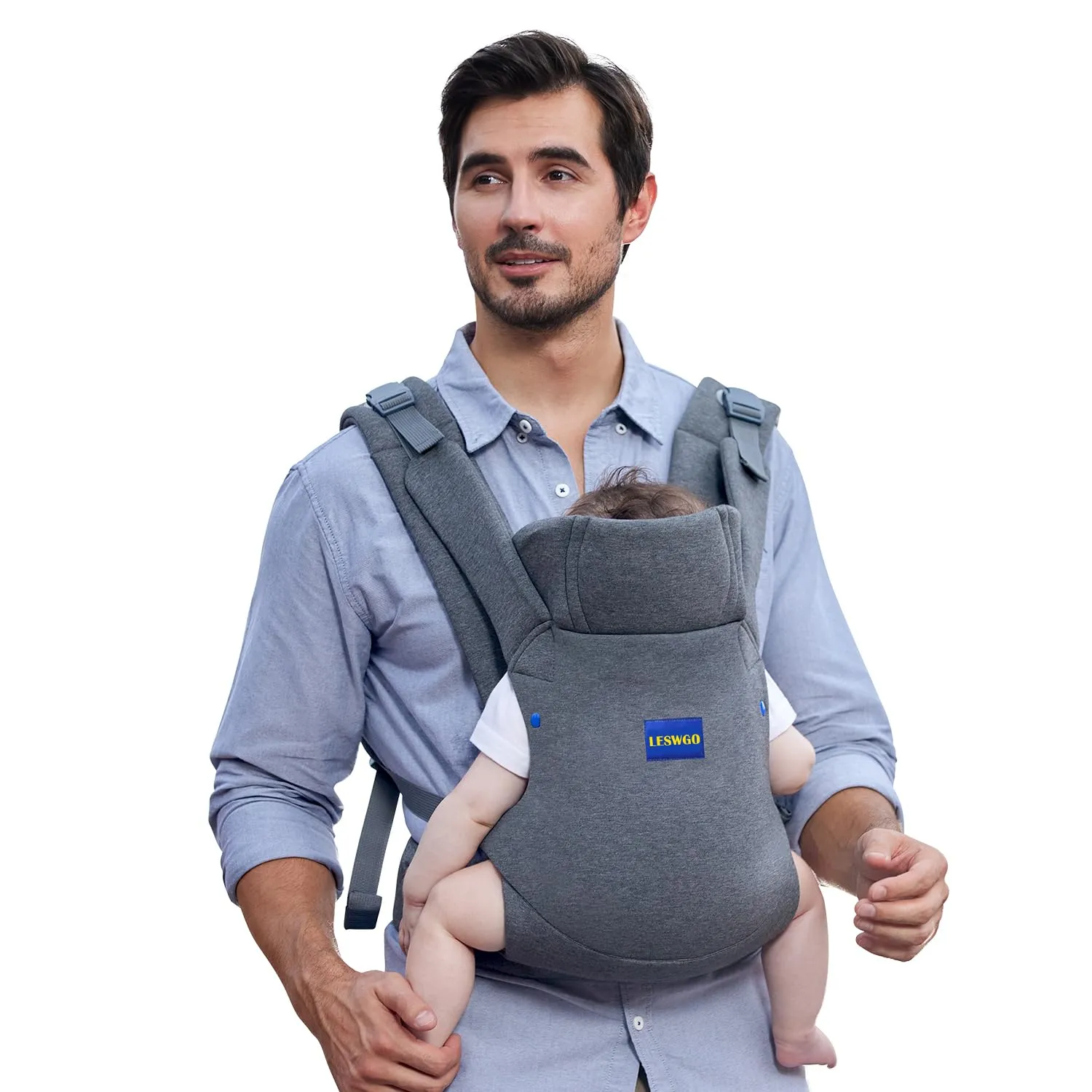 Baby Carrier Newborn to Toddler,Newborn Carrier(7-44lbs), Cozy Baby Wrap Carrier, with Hook&Loop for Easily Adjustable, Soft Fabric,Breathable Grey