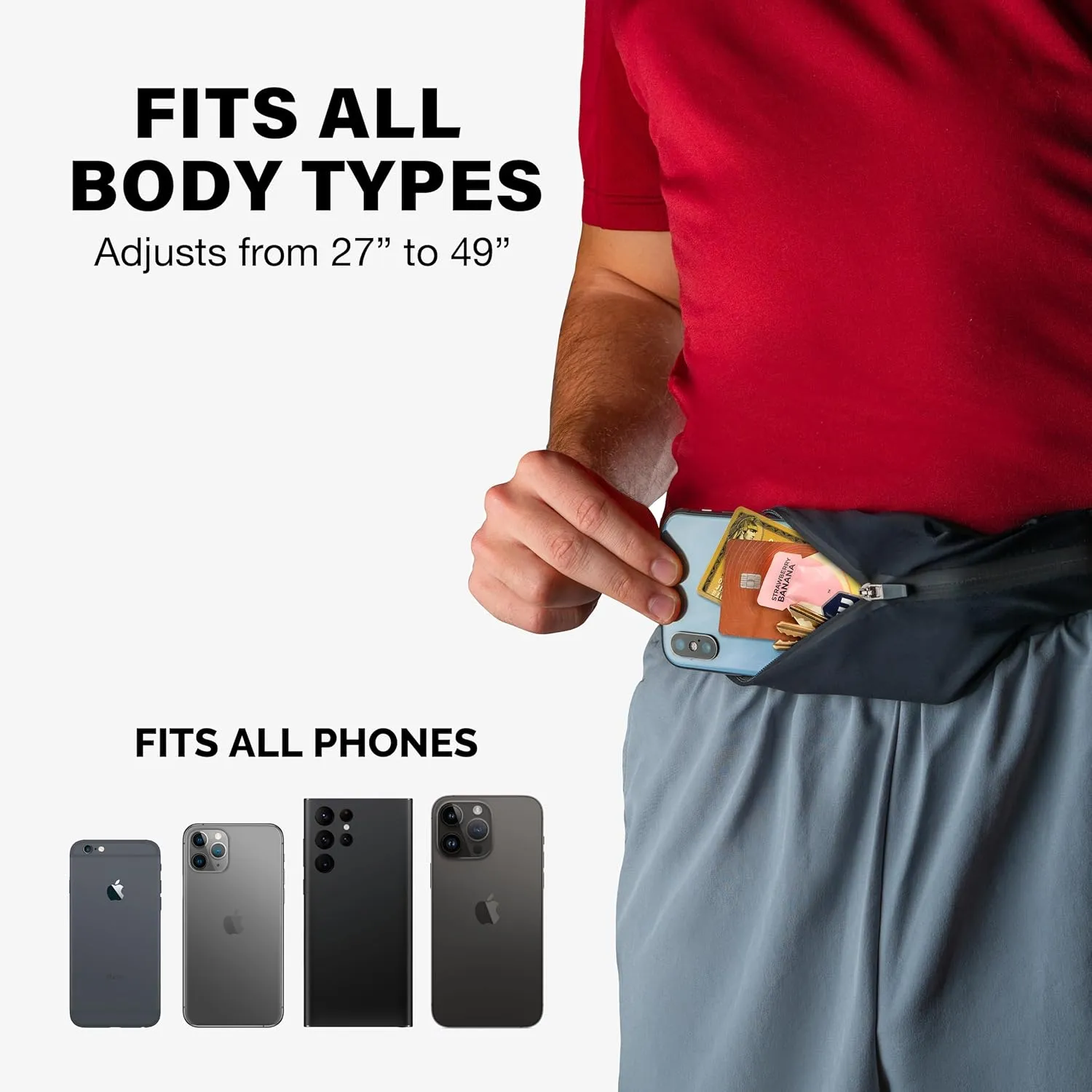 Back Bay Slim Running Belt for Women & Men [Fits ALL Phones], Runners Fanny Pack for Men, Money Belt, Running Gear Gift, Waist Bag Workout Gear, iPhone Runner's Phone Holder Waist Pack