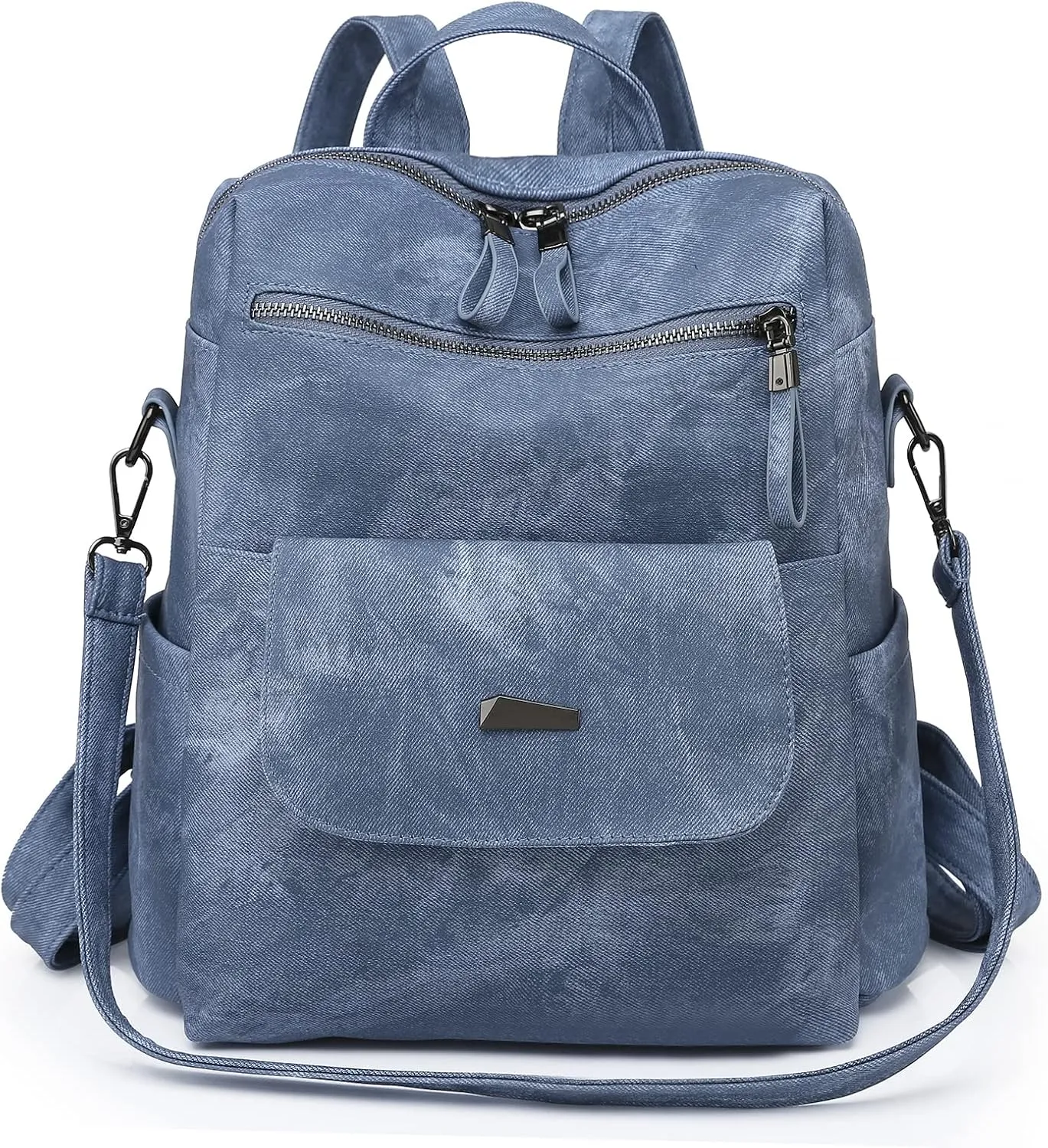 Backpack Purse for Women, PU Leather Backpack Purse, Fashion Travel Anti Theft Backpack, Multipurpose Lightweight Waterproof Convertible Purse Shoulder Bag Handbag, Blue