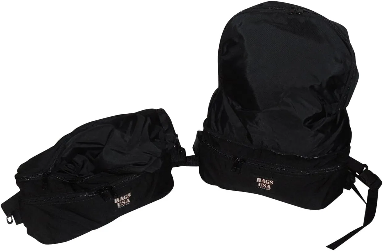 Backpack/Fanny Pack Convertible.top Portion Folds Inside,2-in-1 Expandable Waist Backpack