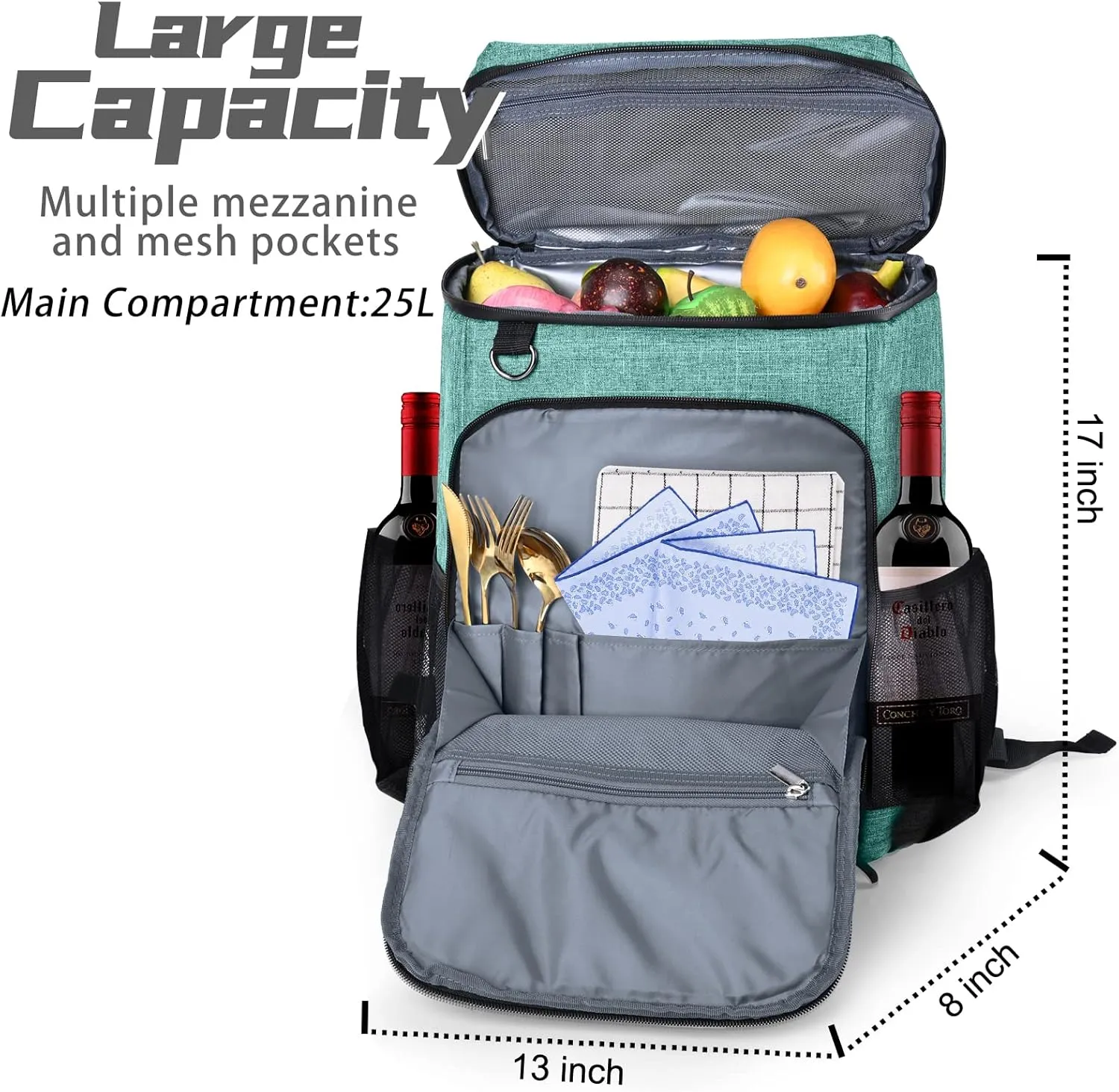 BAGLHER Cooler Backpack, Leakproof 30 Cans Backpack Cooler Insulated Soft Cooler Bag, Lightweight 25L Lunch Box Backpack Cooler Bag for Men Women Adult Camping