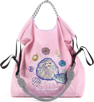 Ball&Chain Stylish Embroidered Nylon Tote Bag for Women - Perfect for Shopping,Travel, Beach, and Ideal Birthday Gift!