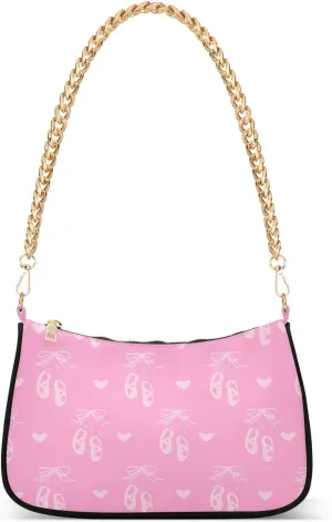 Ballet Bow Ribbon Womens Shoulder Bag for Women Girls Hobo Tote Handbag Gold Chain Crossbody Bag with Zipper Clutch Purse Handbags