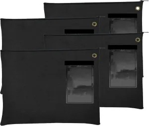 BankSupplies Canvas Zipper Bags | 14W x 11H | Set of 4 | Large Storage Bags | Grommet for Zip Tie & Padlock | 5W x 3H Framed Cardholder | Zipper Closure | Bank Bags