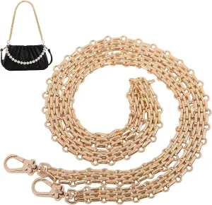 beinkmake Handbag Metal Chain Gold Replacement Purse Chain with Buckles Accessories for Wallet Crossbody Bag Shoulder Bag Crafts Making 47.24 Inch