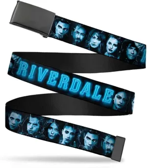 Belt Plain Clamp Buckle Riverdale 10 Character Faces Shatter Black Blues 1.0 Inch Wide Youth up to Size 20