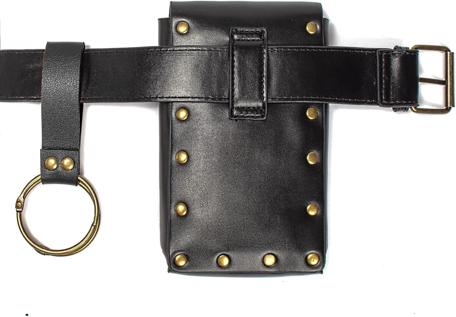 Belt Pouch Waist Bag Fanny Pack Steampunk Phone Holder Casual Medieval Renaissance Cosplay Costume Accessories (2Pouch-Black)