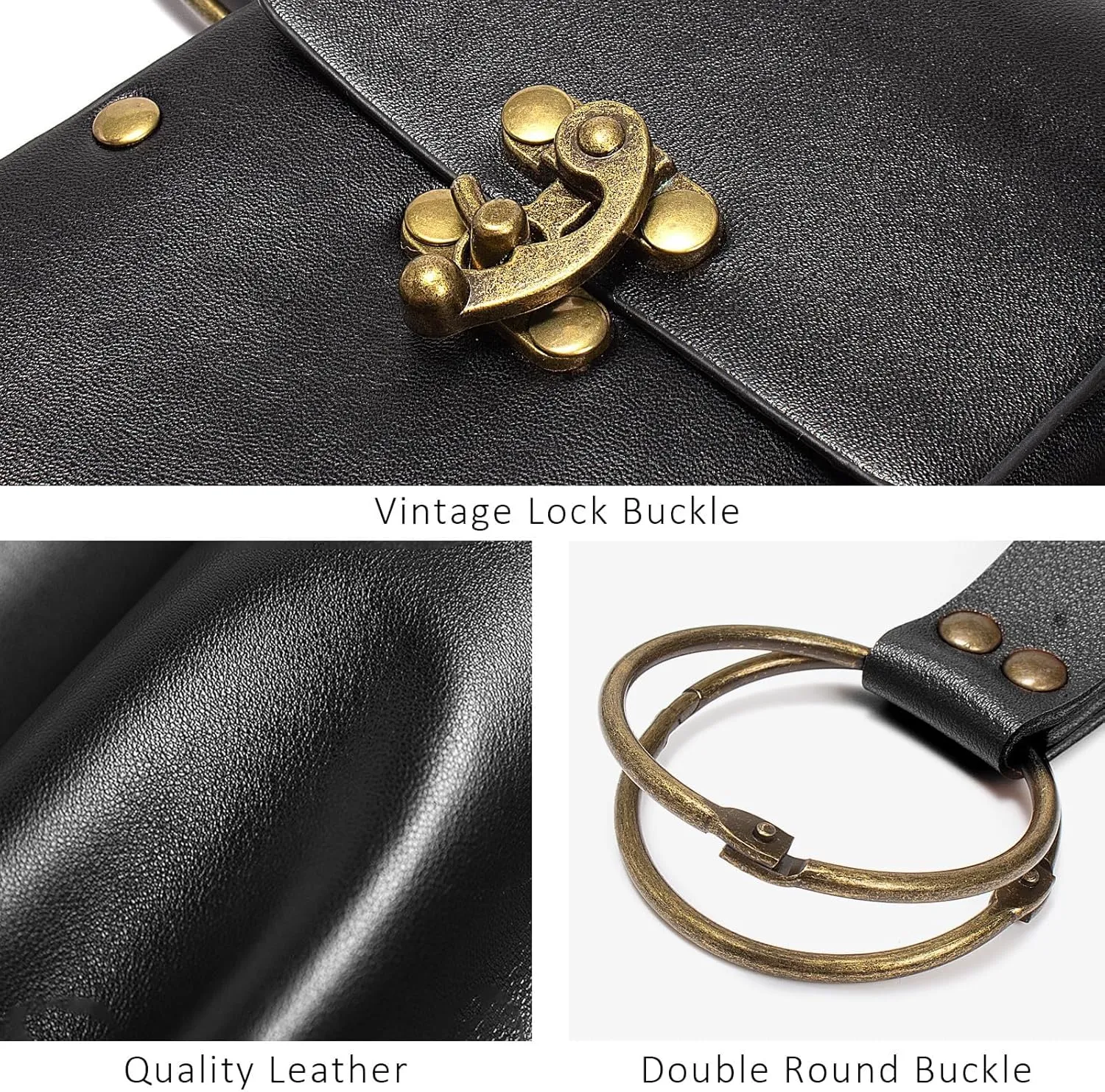 Belt Pouch Waist Bag Fanny Pack Steampunk Phone Holder Casual Medieval Renaissance Cosplay Costume Accessories (2Pouch-Black)