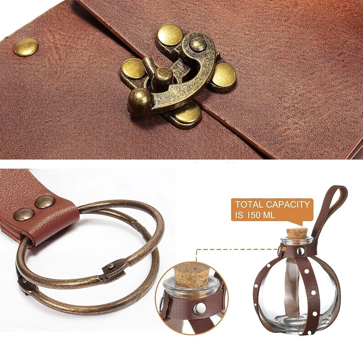 Belt Pouch Waist Bag Fanny Pack Steampunk Phone Holder Casual Medieval Renaissance Cosplay Costume Accessories (3Bottle-Brown)