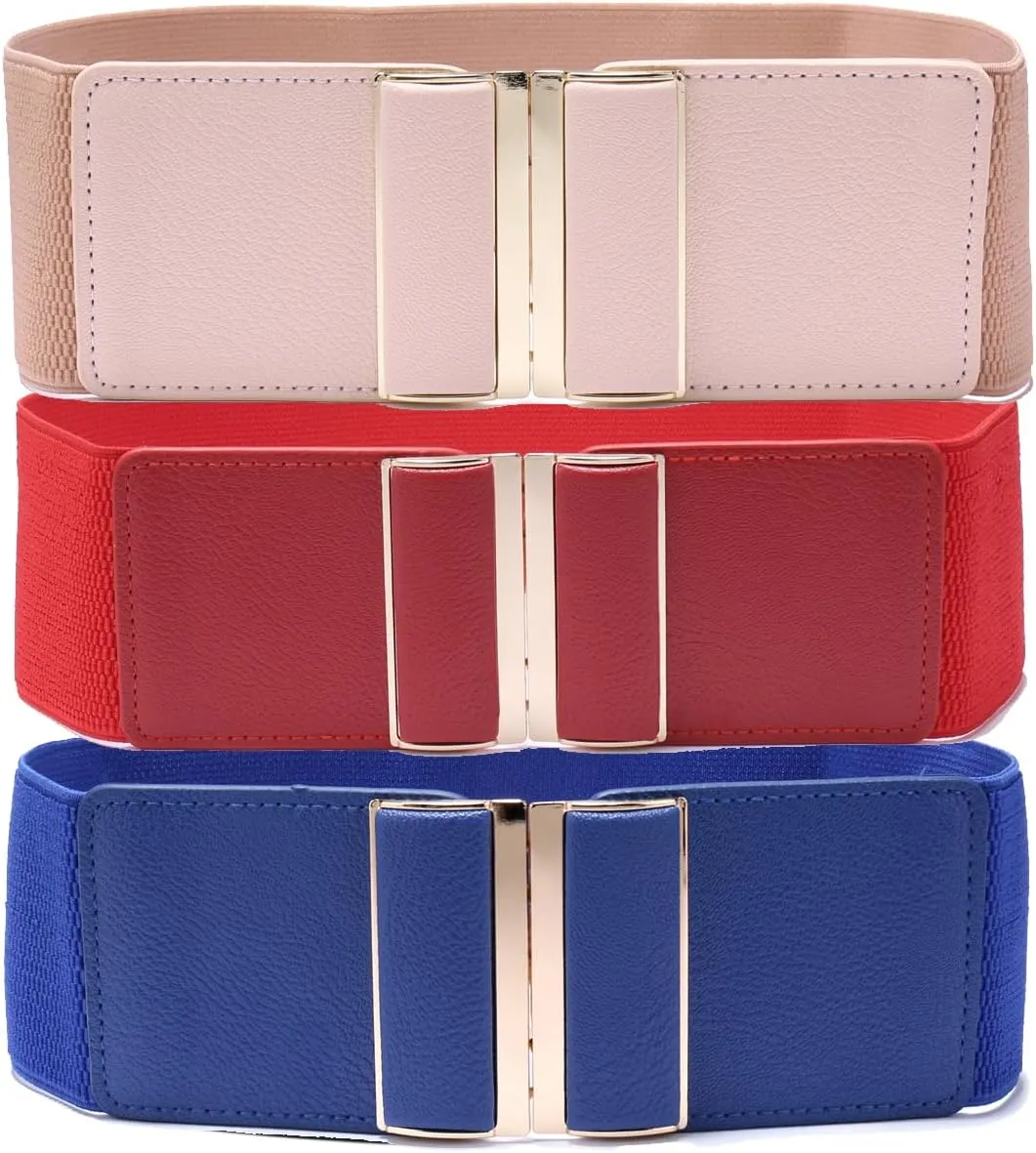 Beltox Womens 3" Wide Belt Elastic Stretch Cinch Waistband Lady Cummerband