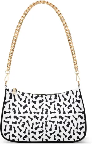 Black Chess Pieces Womens Shoulder Bag for Women Hobo Tote Handbag Gold Chain Crossbody Bag with Zipper Clutch Purse Handbags