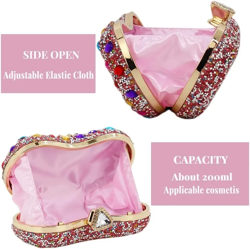 Black Clutch Purse For Women Evening Sparkly Bag Party Rhinestone Floral Handbags Bride Wallet