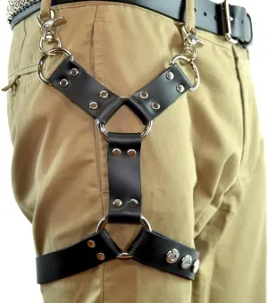 Black Leather Thigh Leg Garters Belt Punk Harness Body Chain Cage for Women or Men