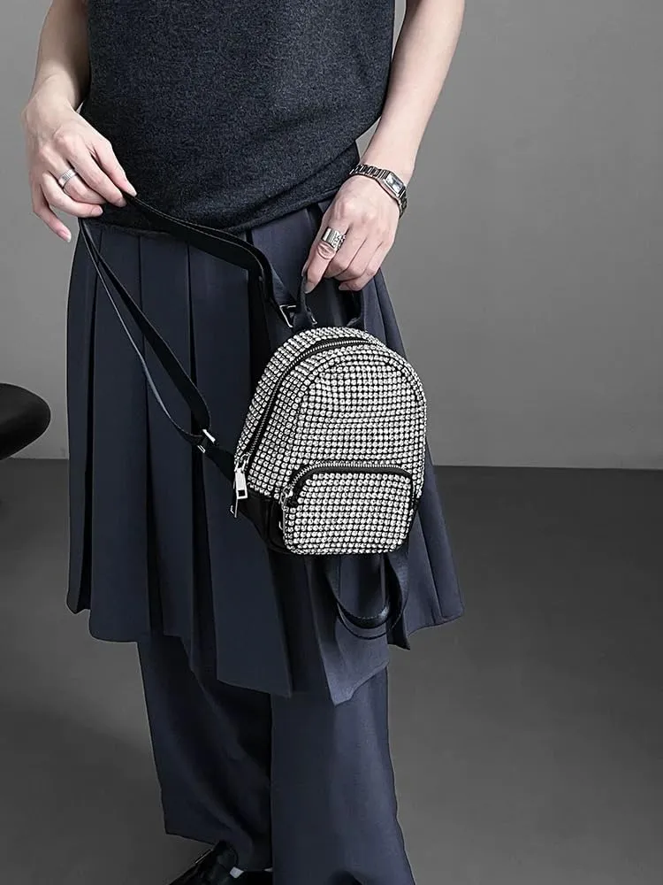 Black Mini Backpack, Sparkly Rhinestones Bag Glitter Purses for Women, Bling Diamond Studded Purse for Daily, Work, Shopping
