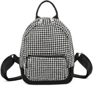 Black Mini Backpack, Sparkly Rhinestones Bag Glitter Purses for Women, Bling Diamond Studded Purse for Daily, Work, Shopping