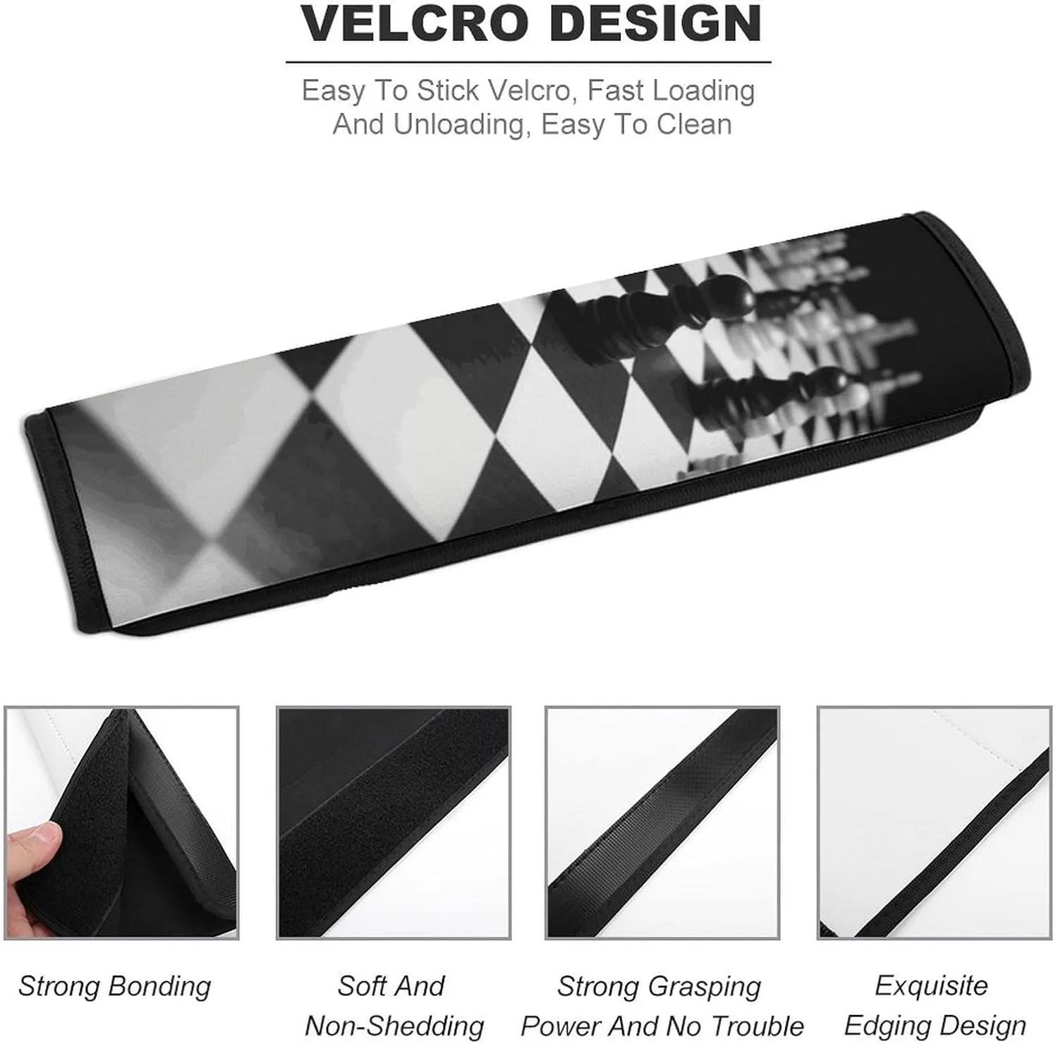 Black White Chess Checkerboard Auto Seat Belt Cover 1PCS Universal Car Seat Belt Shoulder Protector Pad, Protect Your Shoulders and Neck for Car Seat Belt, Shoulder Bag, Backpack