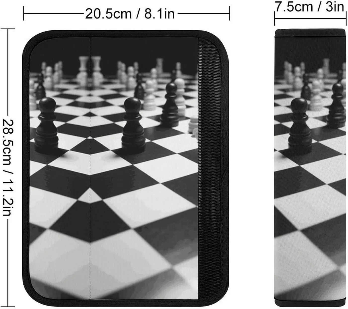 Black White Chess Checkerboard Auto Seat Belt Cover 1PCS Universal Car Seat Belt Shoulder Protector Pad, Protect Your Shoulders and Neck for Car Seat Belt, Shoulder Bag, Backpack