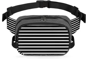 Black White Stripes Men's and Women's Waist Pack Crossbody Abstract Patterns Waist Pack Running Strap, Adjustable Shoulder Strap - For Hiking and Running Exercise Fitness