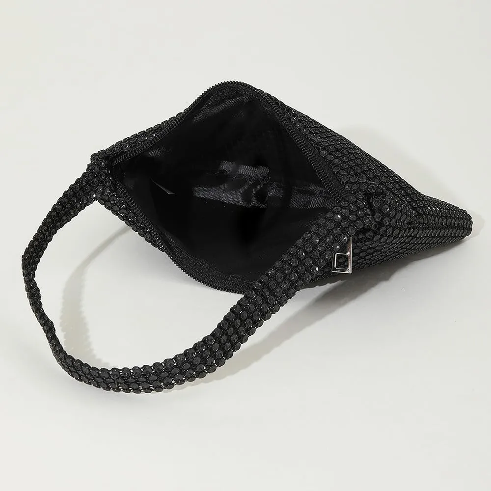 Bling Under the Arm Purse Shoulder Bag Bling Purses Rhinestones Women's Evening Handbag for Wedding Party Shopping Black