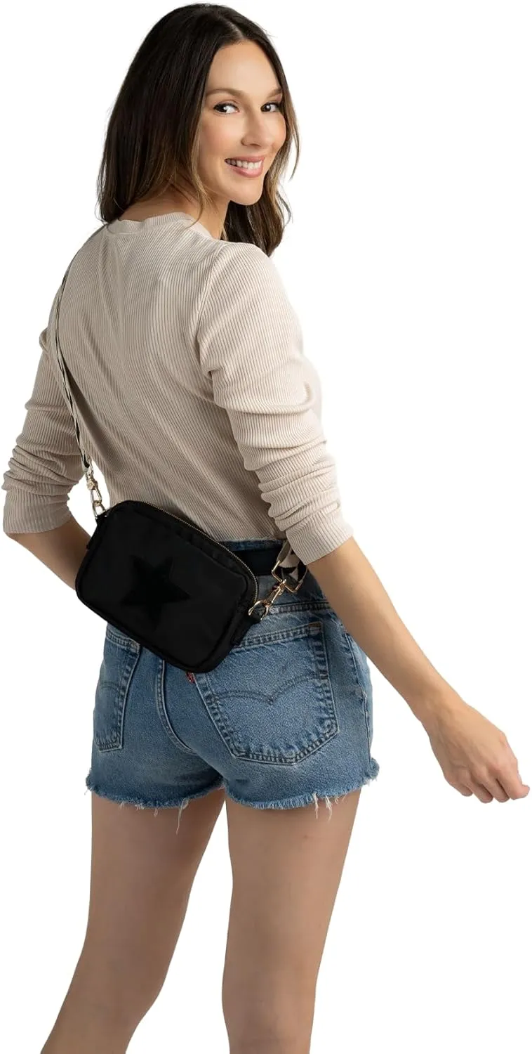 BLOC Bags Crossbody Bags for Women Purse Designer Shoulder Handbag with Zippers, Internal Zipper Pocket, and Wide Strap