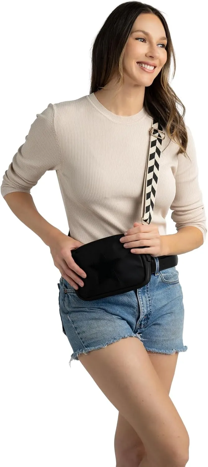 BLOC Bags Crossbody Bags for Women Purse Designer Shoulder Handbag with Zippers, Internal Zipper Pocket, and Wide Strap