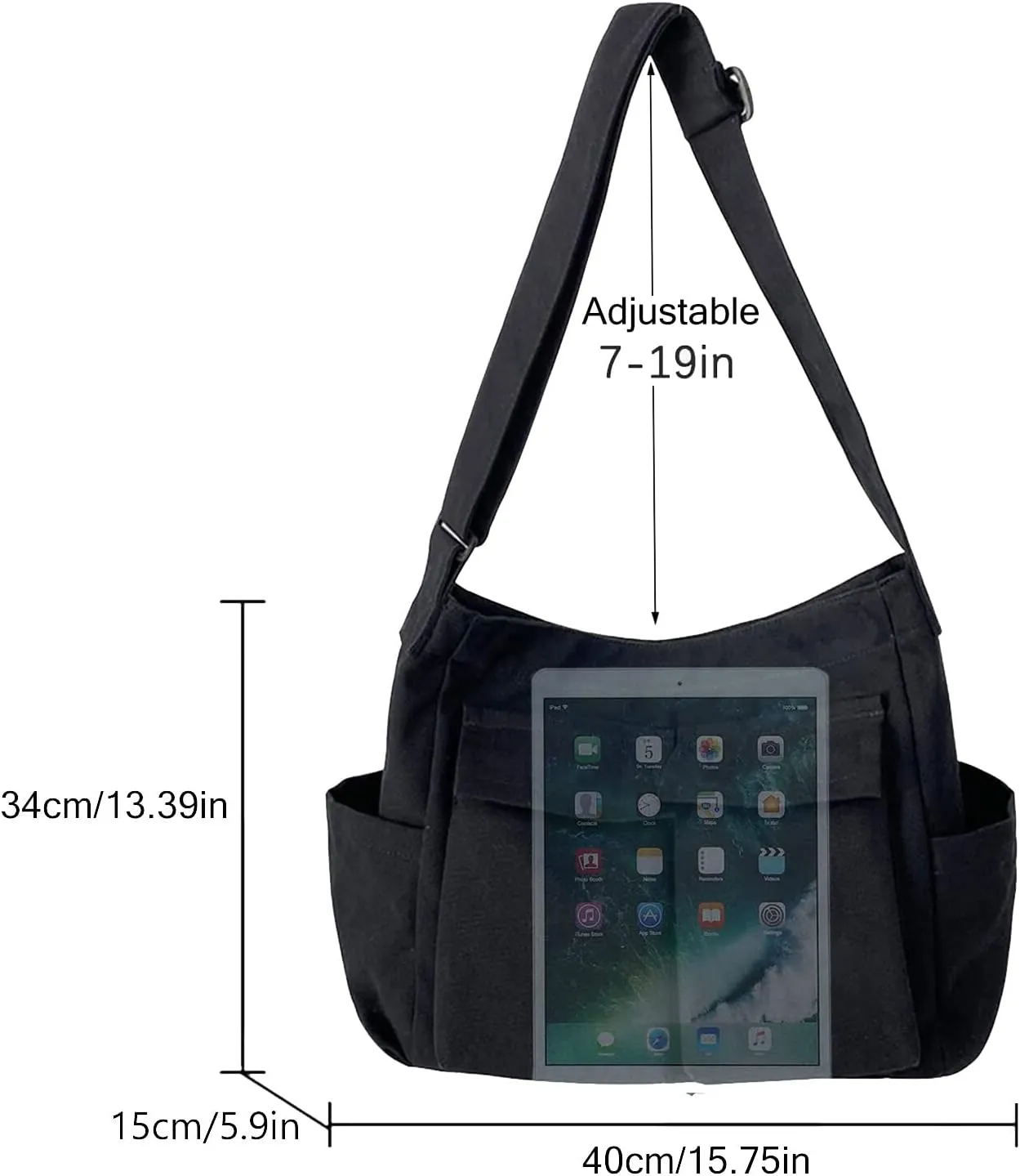 Blostirno Canvas Messenger Bag Large Hobo Crossbody Bag with Multiple Pockets Shoulder Tote Bags for Women and Men