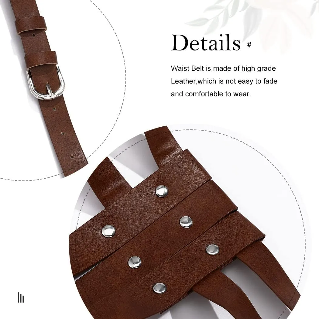 BODIY Punk Women Waist Belts PU Leather Fashion Body Chain Belt Circle Rave Halloween Accessories Belt Adjustable Gothic