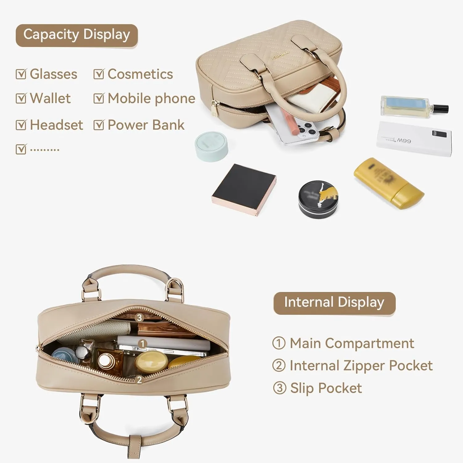 BOSTANTEN Vegan Leather Satchel Bag Quilted Crossbody Purses for Women Small Tote Shoulder Handbags with Detachable Strap