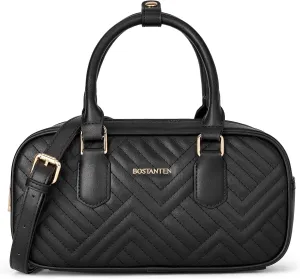 BOSTANTEN Vegan Leather Satchel Bag Quilted Crossbody Purses for Women Small Tote Shoulder Handbags with Detachable Strap