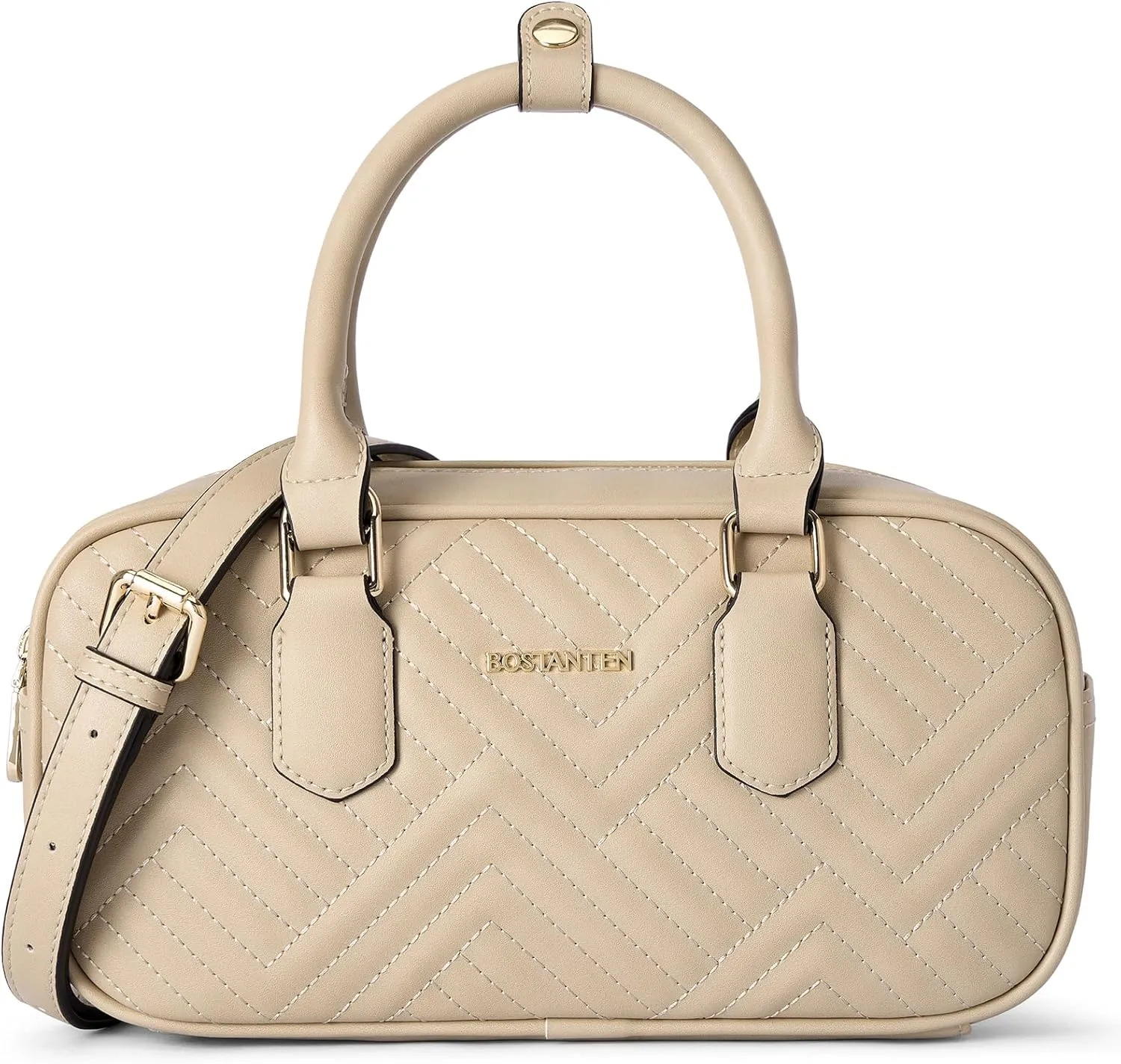 BOSTANTEN Vegan Leather Satchel Bag Quilted Crossbody Purses for Women Small Tote Shoulder Handbags with Detachable Strap