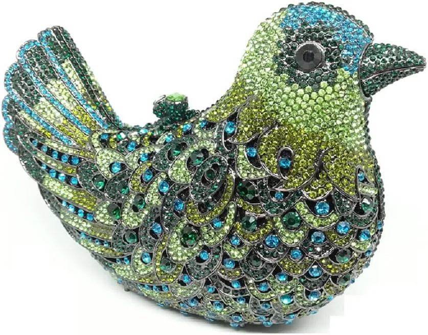 Boutique De FGG Bird Crystal Clutch Purses For Women Dressy Rhinestone Evening Bag Pigeon Prom Clutch Purse for Wedding,Mini
