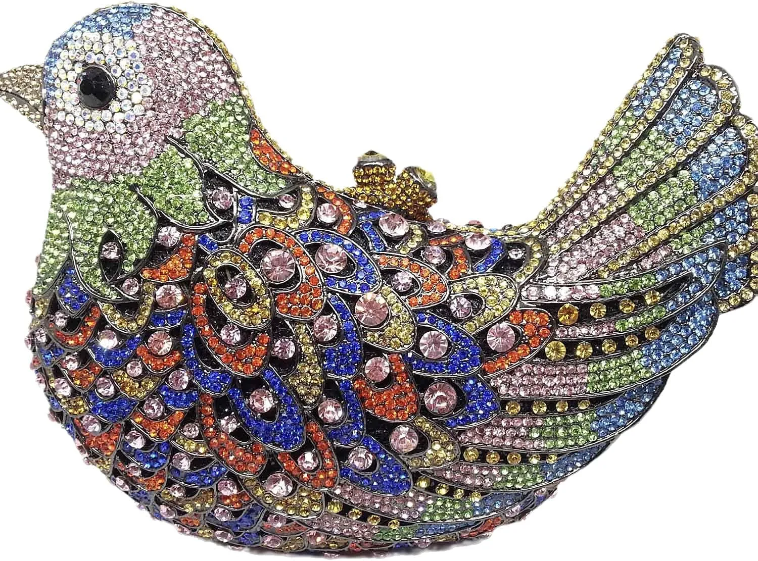 Boutique De FGG Bird Crystal Clutch Purses For Women Dressy Rhinestone Evening Bag Pigeon Prom Clutch Purse for Wedding,Mini