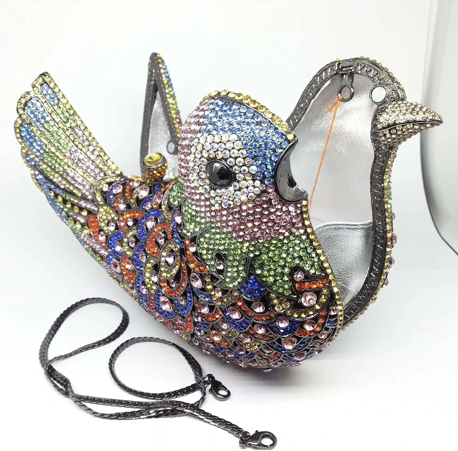 Boutique De FGG Bird Crystal Clutch Purses For Women Dressy Rhinestone Evening Bag Pigeon Prom Clutch Purse for Wedding,Mini